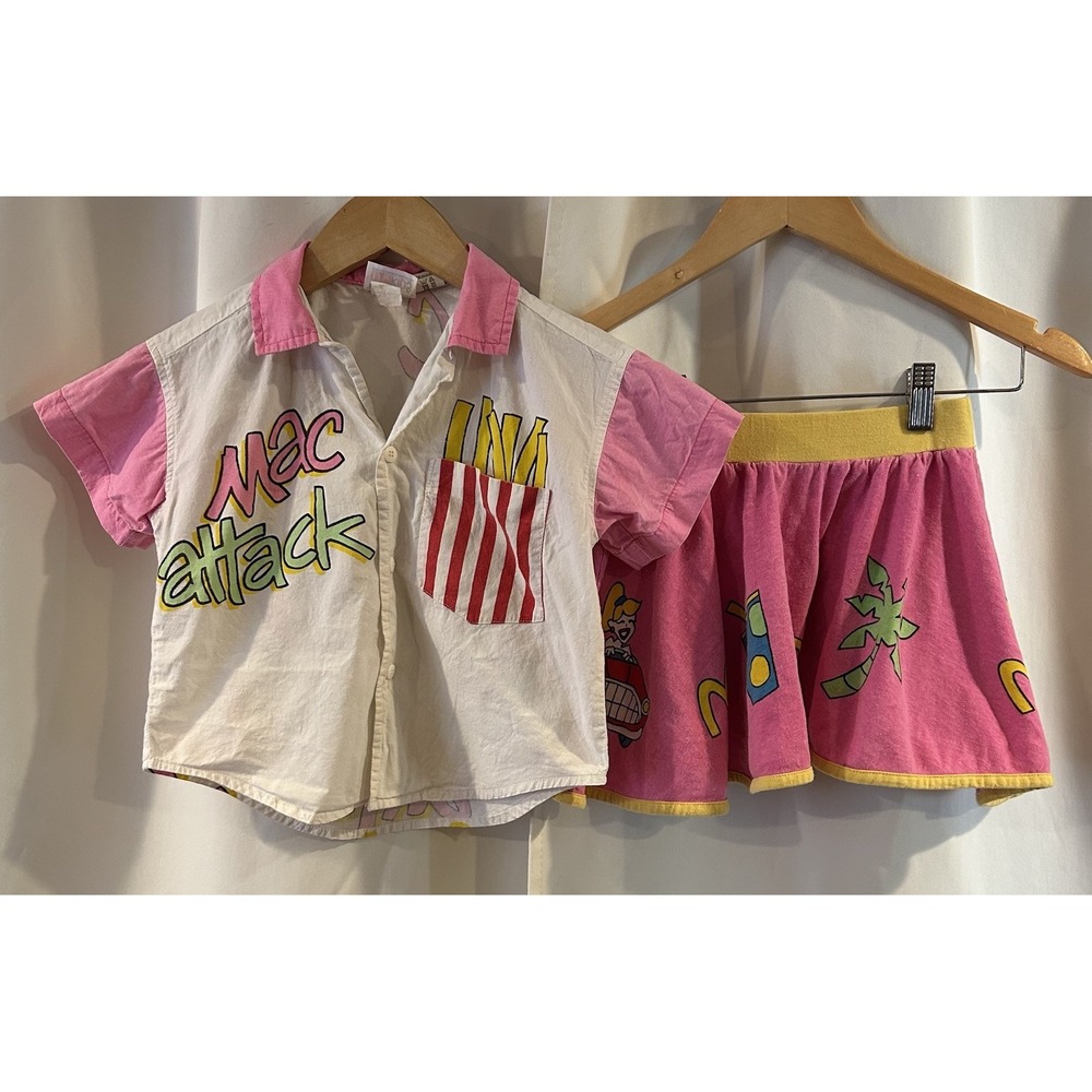 RARE Vintage McDonald's McKids Button Front Shirt And Skirt Set Size M(5-6)